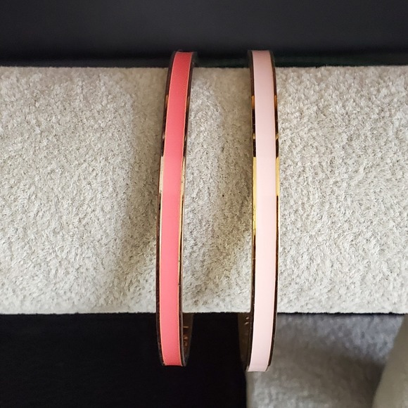 2 Kate Spade Pink Bangle Bracelets Hot to Trot & Toast of the Town Gold Plated - Picture 7 of 10